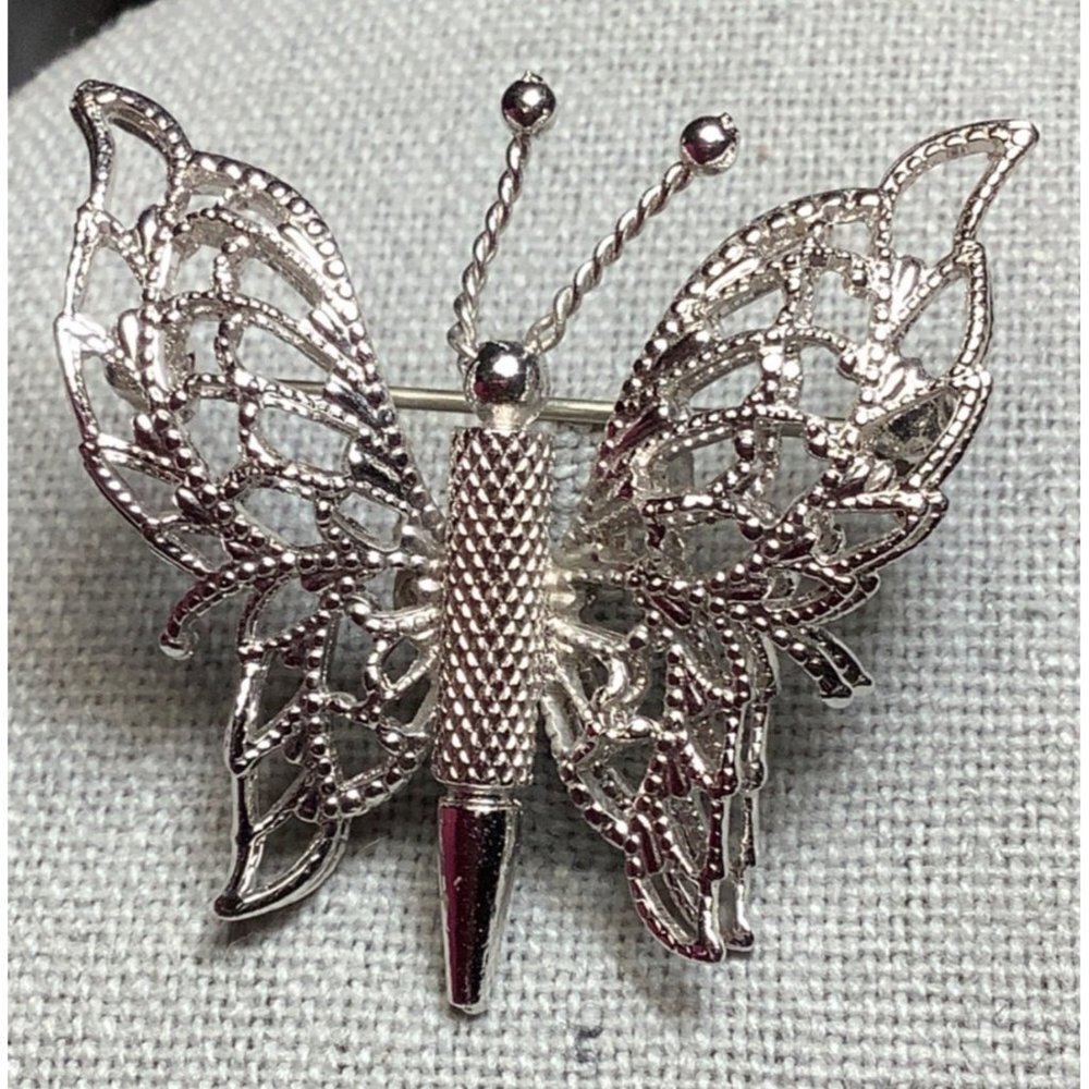 Monet Silver-tone Butterfly Pin
